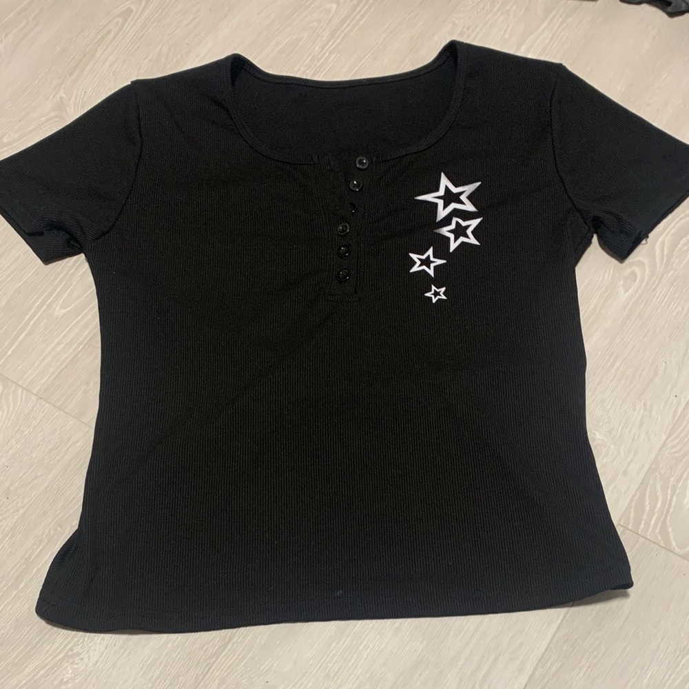 Black Star-Embellished Women's Top